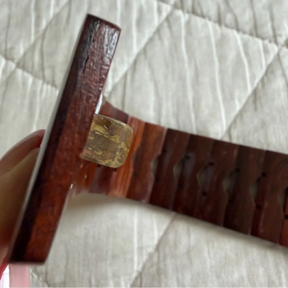 Vintage Handmade Wooden Belt John’s Wooden Belts Carved Segmented Wood Boho